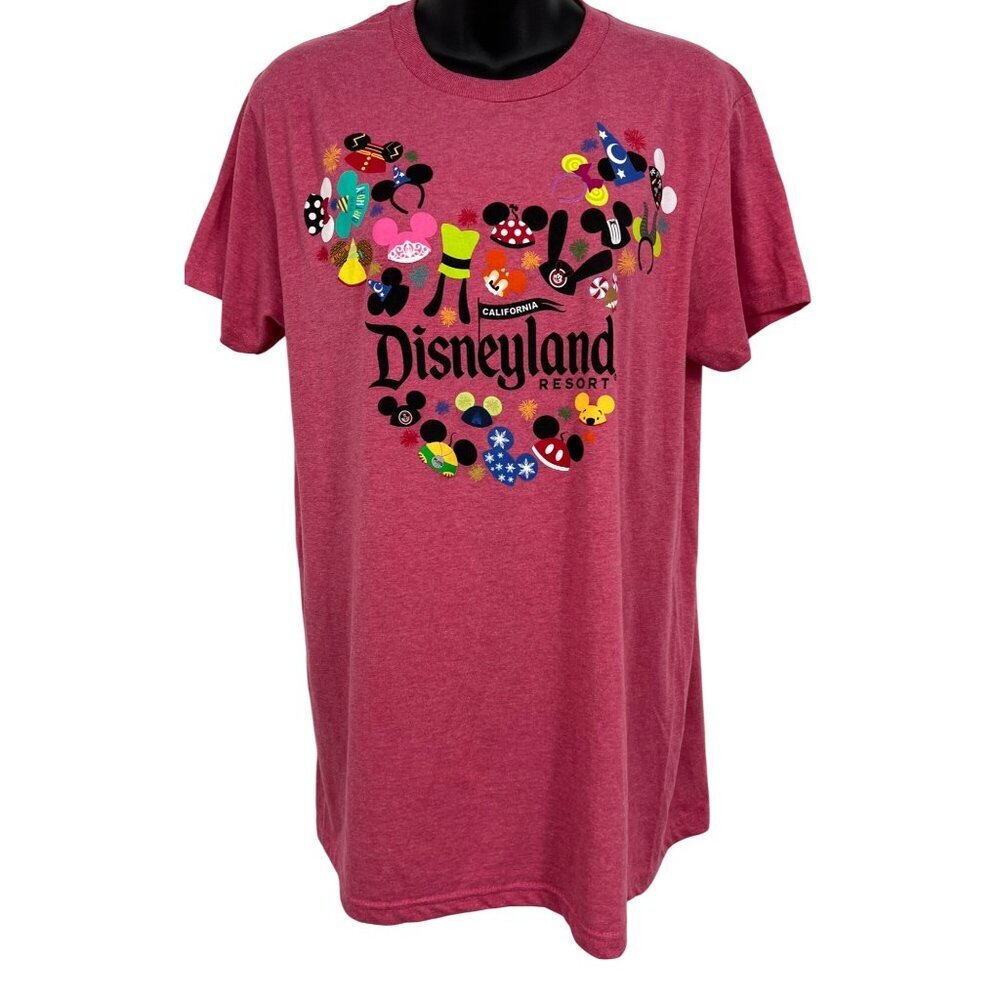 Disney Park Womens Medium M Pink Tee Shirt Ears Short Sleeve Crew Graphic New
